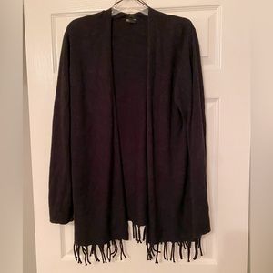 Open front cardigan with fringe